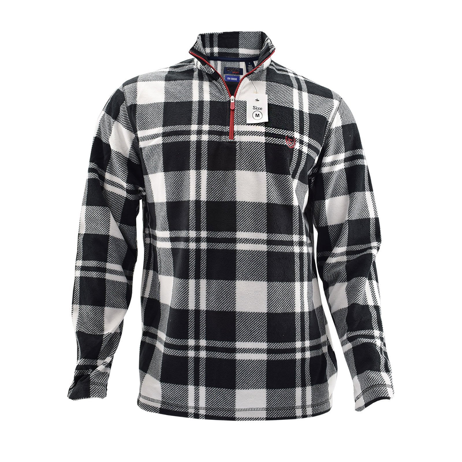 Chaps Men's Fleece Pullover 1/4 Zip Sweaters With Plaid Design In White & Blue | eBay