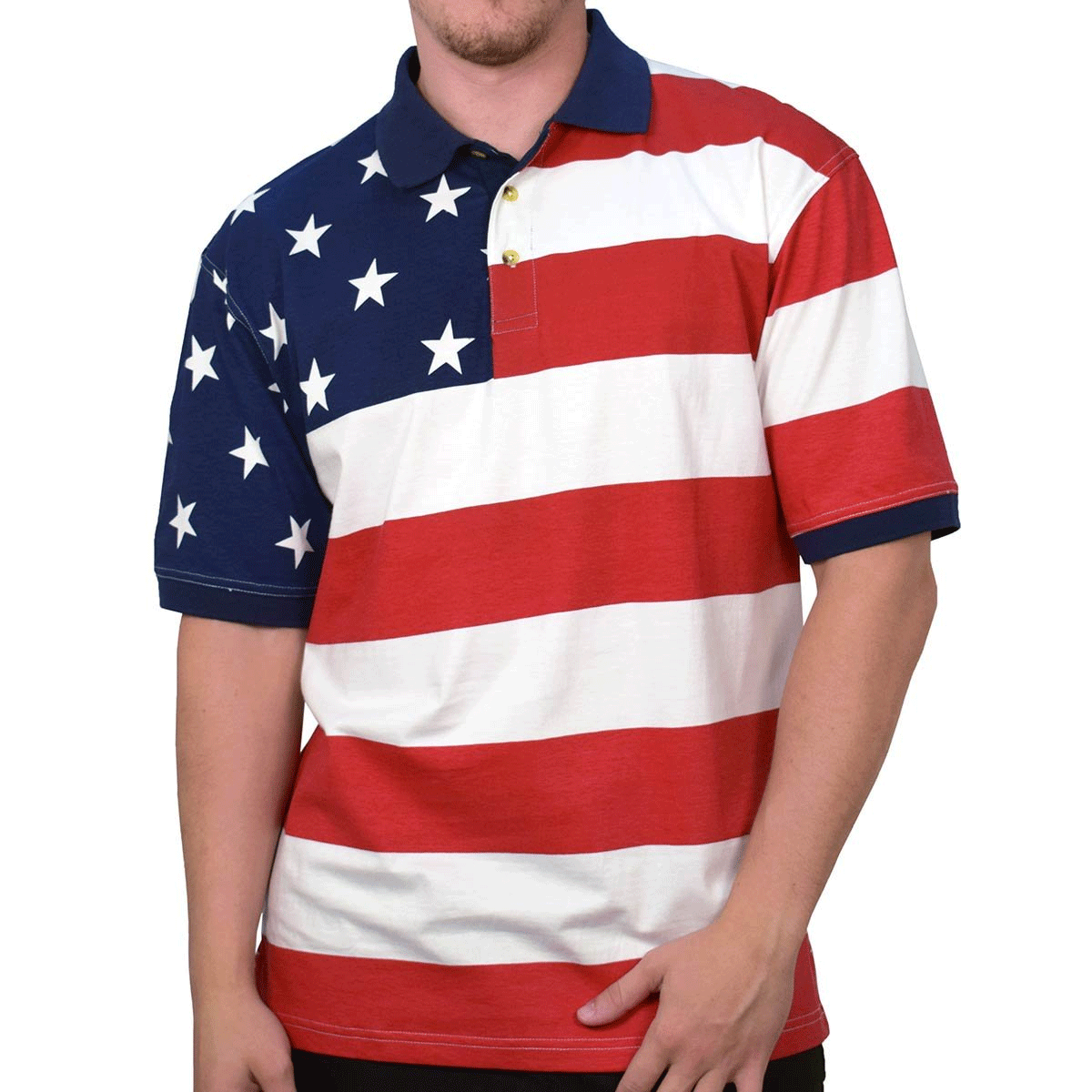American Flag Patriotic Mens Polo Shirt 4th Of July America Stars And